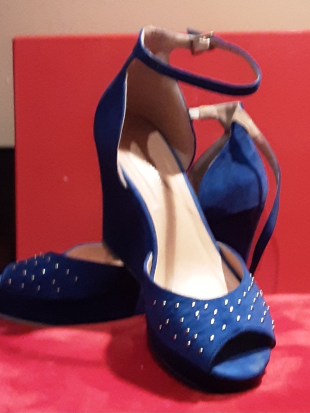Reitmans Cobalt Blue Studded Wedge Sandals